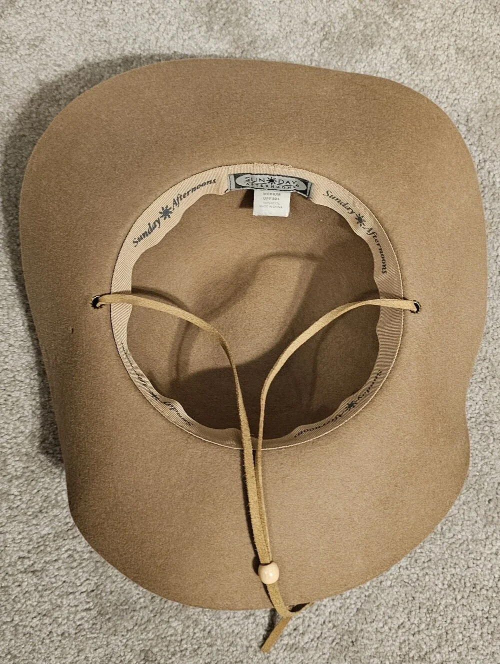 Wide Brim Felt Floppy Sun Hat in Camel